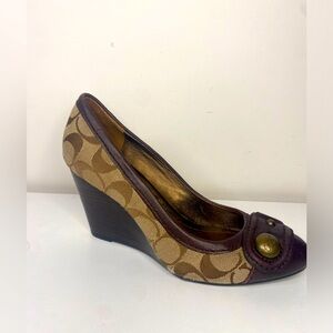 Coach Brown and Tan Wedges